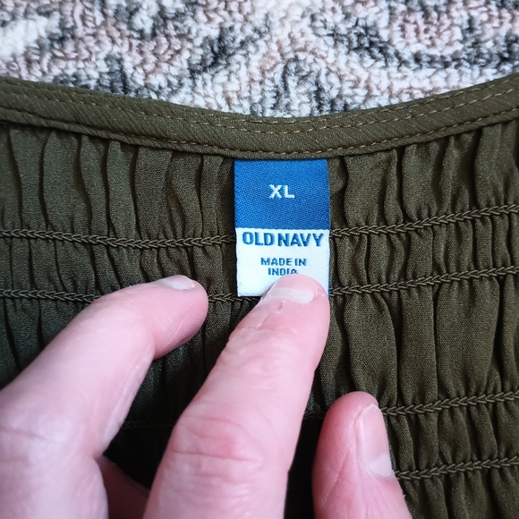 Old Navy Forest Fairy Long Sleeve Peasant Dress XL Green Eyelet Cottage Boho - Picture 10 of 14